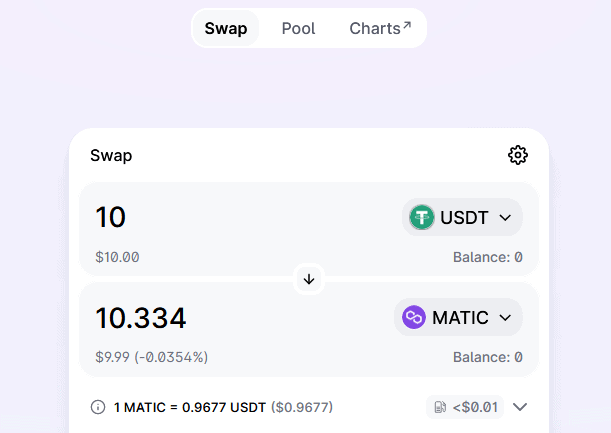 Purchasing MATIC tokens with USDT on UniSwap