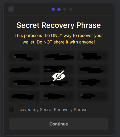 Phantom secret recovery phrase