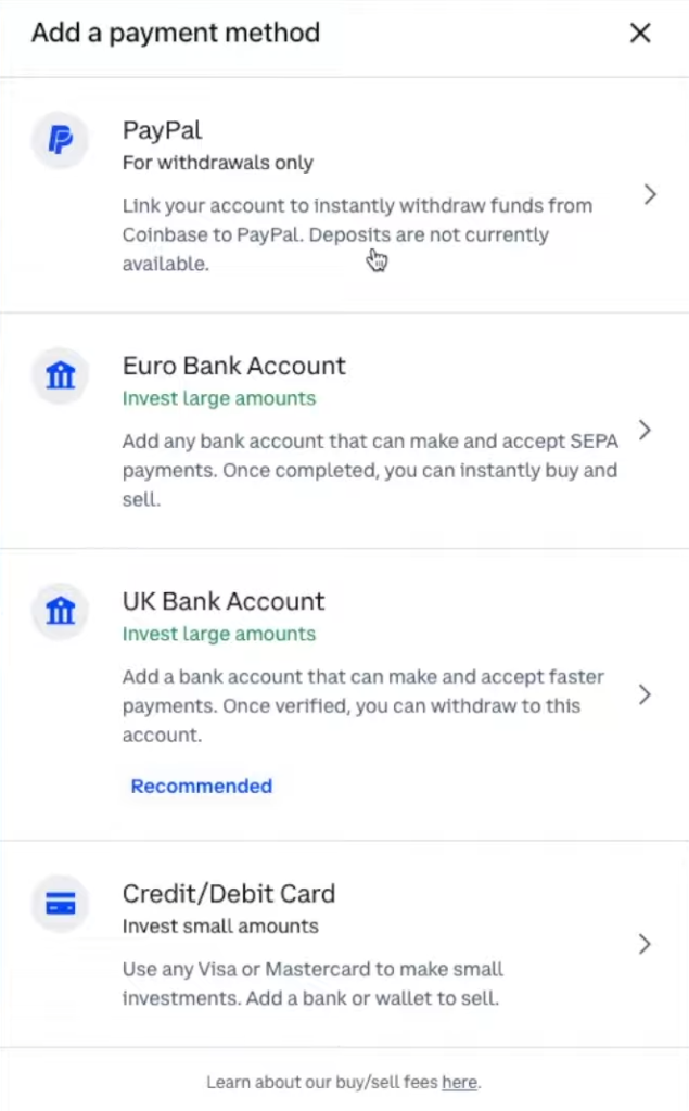 Adding Paypal account to Coinbase